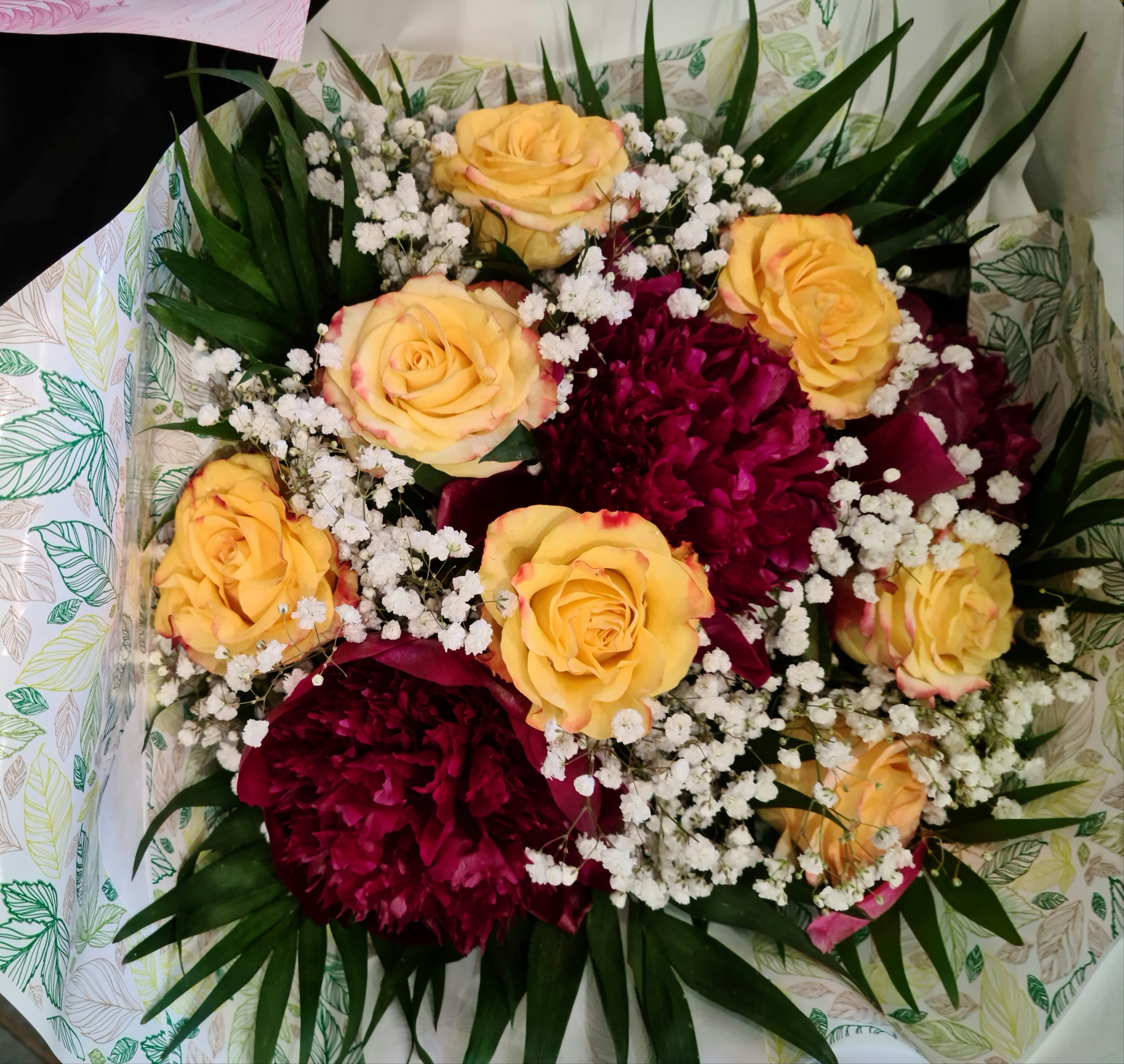Bouquet rond orange et rose