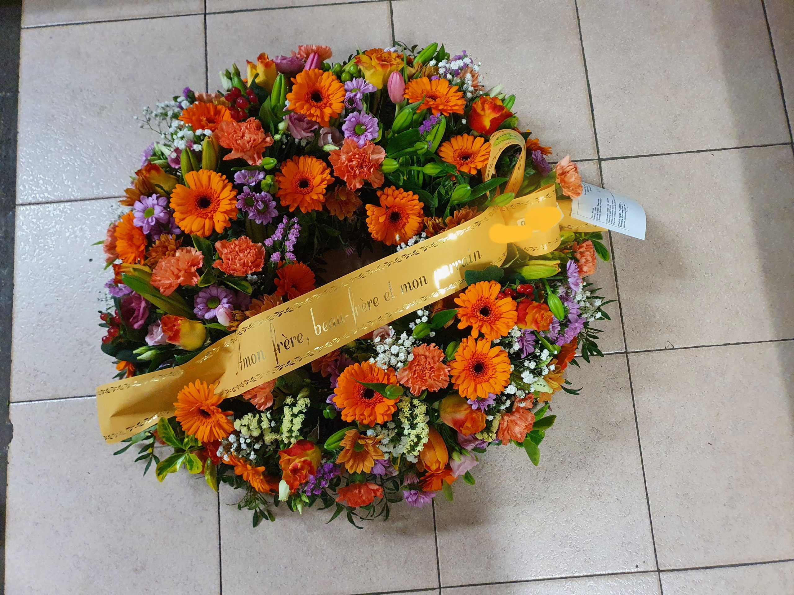 couronne de fleurs pour un décès