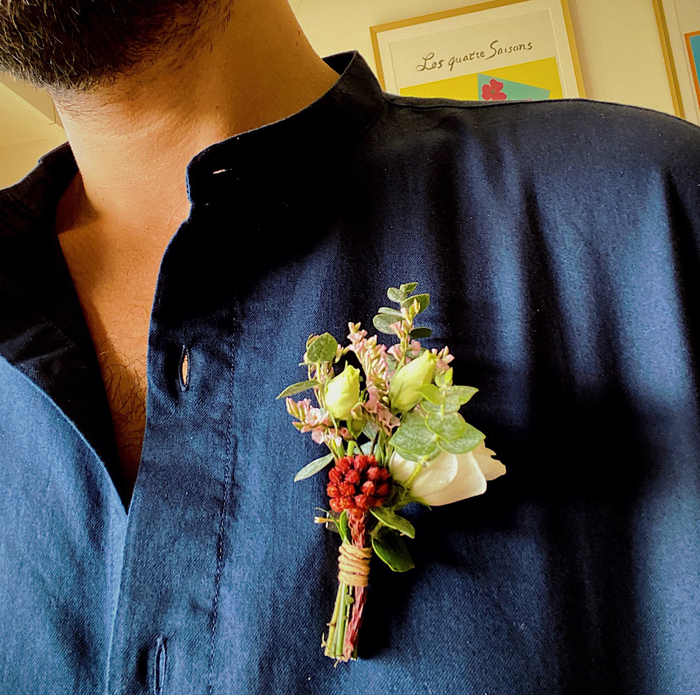 Boutonnière de marié (ou pas !) en fleurs fraiches